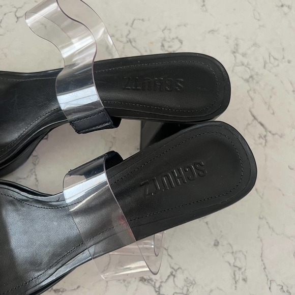 NEW $118 Schutz Ariella Black Leather Platform Sandal - Picture 8 of 9